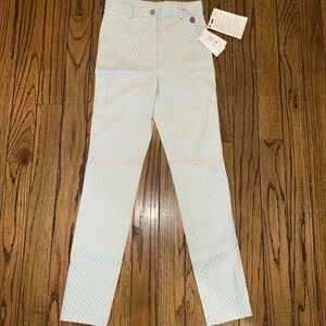 Patrizia Pepe Women's Pantalone Size 38 (2) Aqua Blue Geometric Print Slim Pants